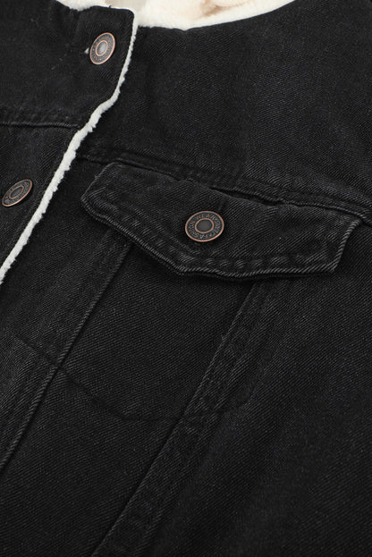 Sherpa Denim Splicing Buttoned Jacket Kiwidrop