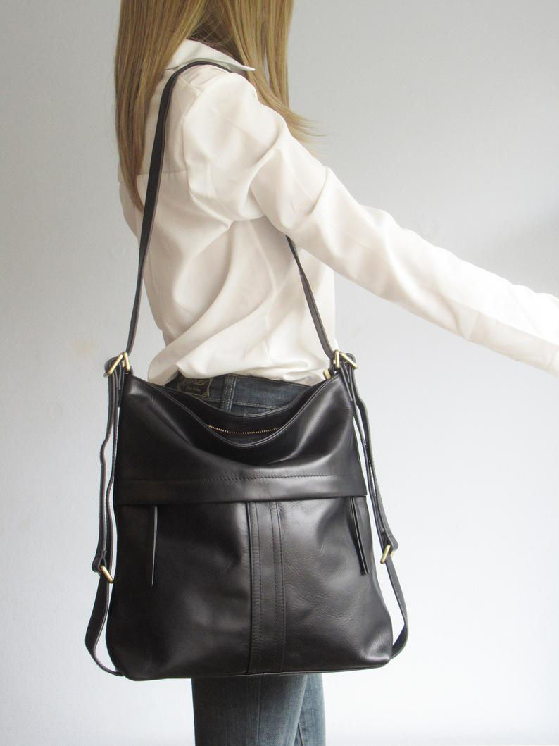 Retro Waxy Leather Two-Way Shoulder Bag Kiwidrop