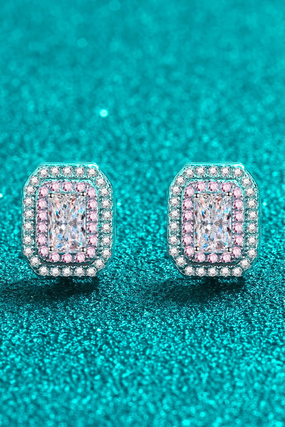 1 Carat Moissanite and Zircon Contrast Geometric Stud Earrings - DunbiBeauty, LLC