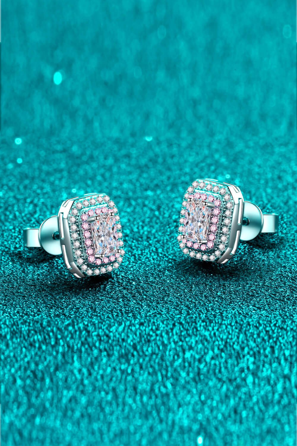 1 Carat Moissanite and Zircon Contrast Geometric Stud Earrings - DunbiBeauty, LLC