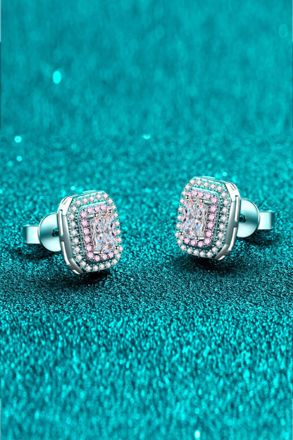 1 Carat Moissanite and Zircon Contrast Geometric Stud Earrings - DunbiBeauty, LLC