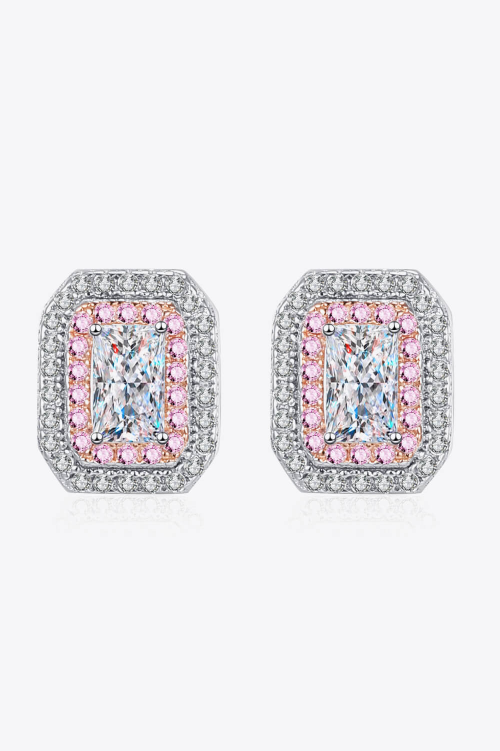 1 Carat Moissanite and Zircon Contrast Geometric Stud Earrings - DunbiBeauty, LLC