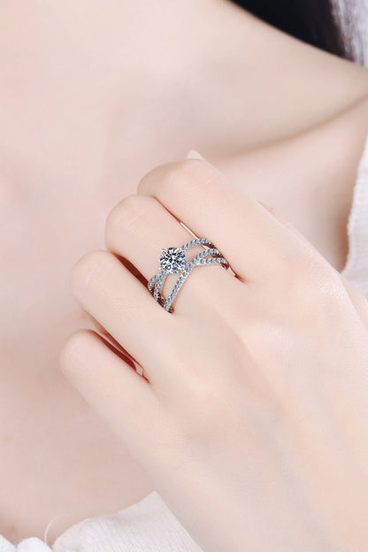 1 Carat Moissanite Crisscross Ring - DunbiBeauty, LLC