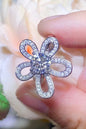 1 Carat Moissanite Flower-Shape Open Ring - DunbiBeauty, LLC