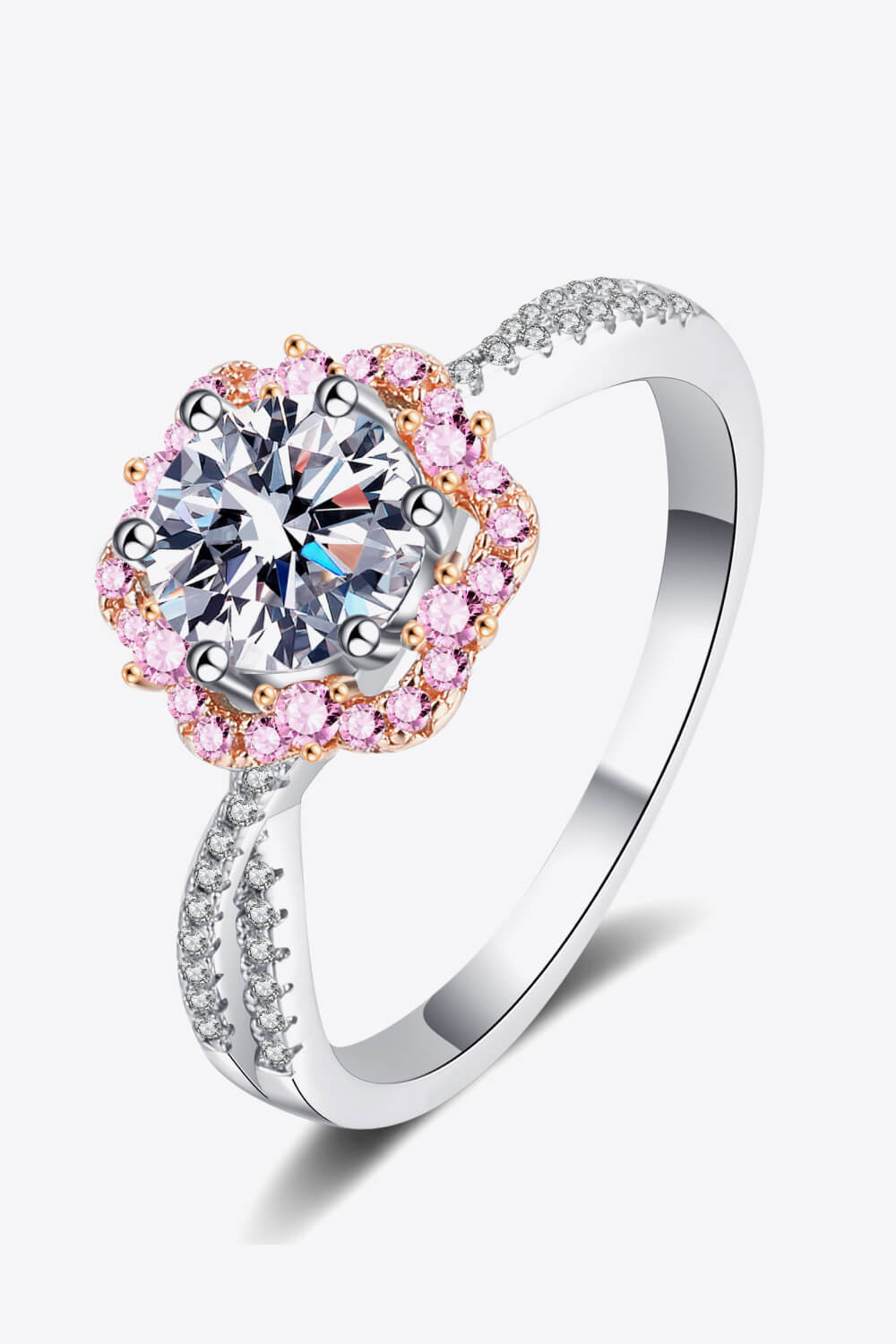 1 Carat Moissanite Flower-Shaped Crisscross Ring - DunbiBeauty, LLC