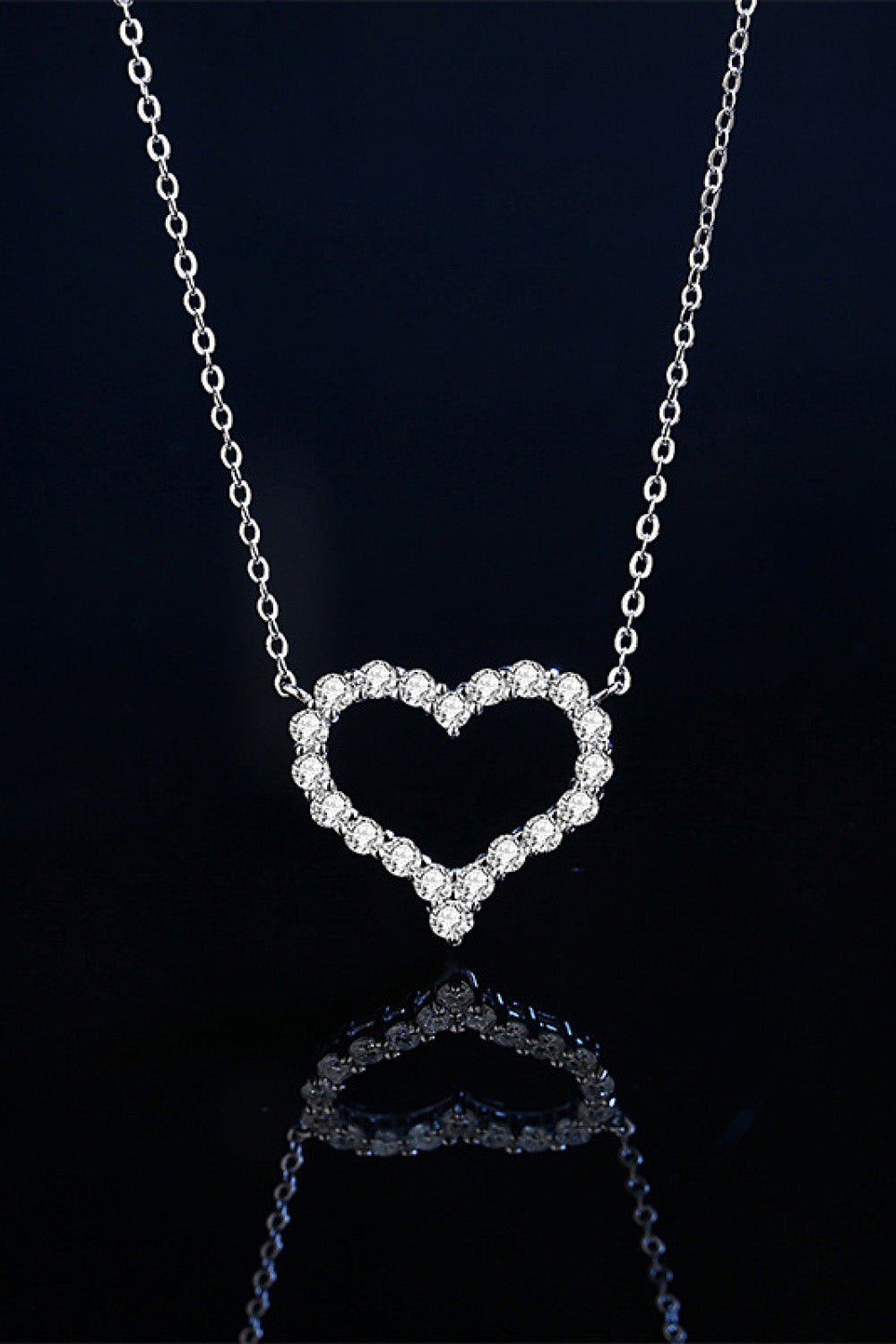 1 Carat Moissanite Heart Pendant Chain-Link Necklace - DunbiBeauty, LLC