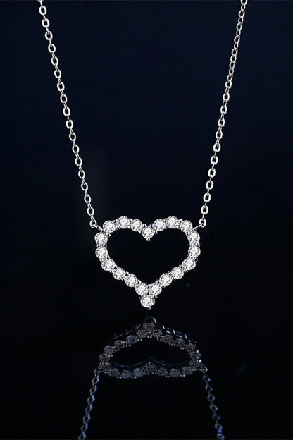 1 Carat Moissanite Heart Pendant Chain-Link Necklace - DunbiBeauty, LLC