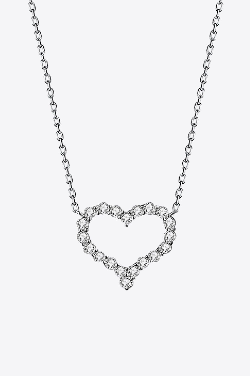 1 Carat Moissanite Heart Pendant Chain-Link Necklace - DunbiBeauty, LLC