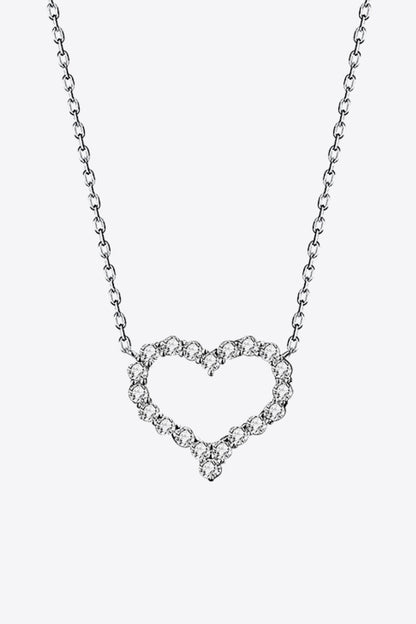 1 Carat Moissanite Heart Pendant Chain-Link Necklace - DunbiBeauty, LLC