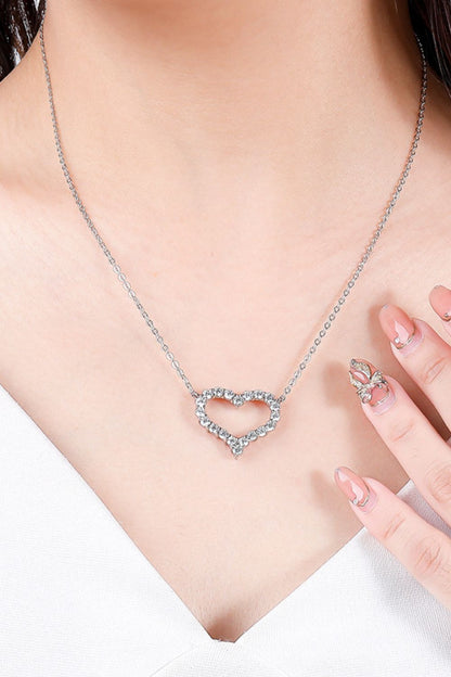 1 Carat Moissanite Heart Pendant Chain-Link Necklace - DunbiBeauty, LLC