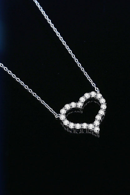 1 Carat Moissanite Heart Pendant Chain-Link Necklace - DunbiBeauty, LLC