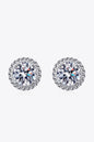 1 Carat Moissanite Rhodium-Plated Round Stud Earrings - DunbiBeauty, LLC