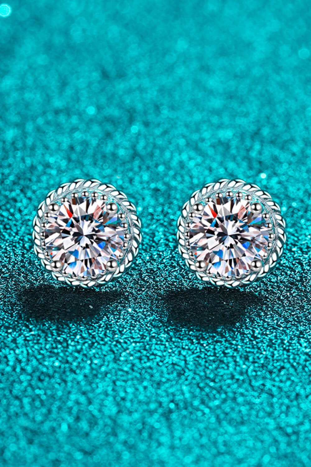 1 Carat Moissanite Rhodium-Plated Round Stud Earrings - DunbiBeauty, LLC