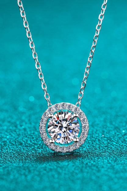 1 Carat Moissanite Round Pendant Chain Necklace - DunbiBeauty, LLC