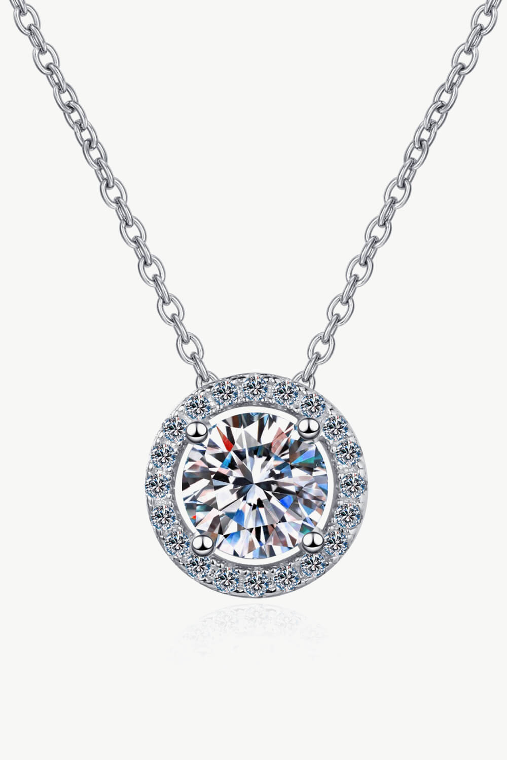 1 Carat Moissanite Round Pendant Chain Necklace - DunbiBeauty, LLC