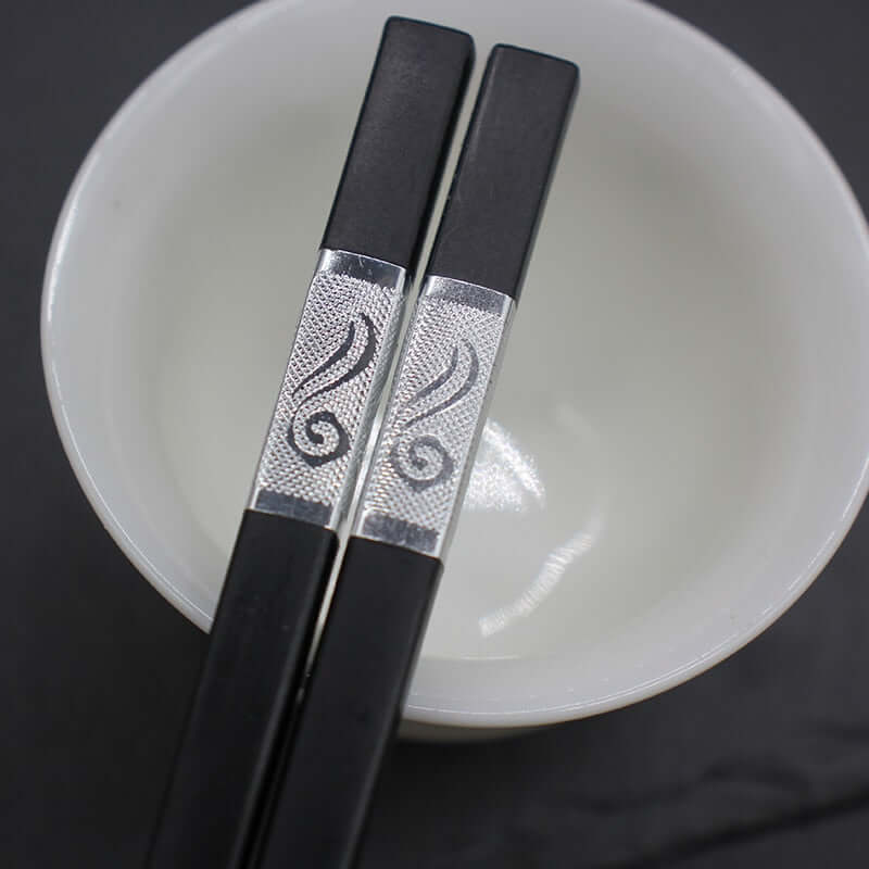 1 Pair Chinese style chopsticks tableware food stick alloy Catering utensils sushi sticks Non-slip Household Kitchen Utensils - DunbiBeauty, LLC