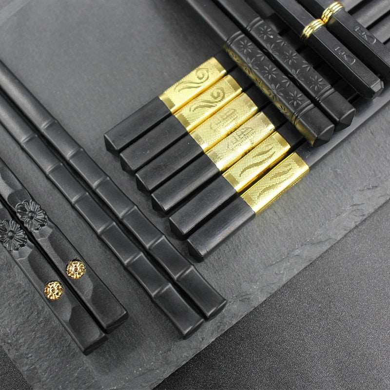 1 Pair Chinese style chopsticks tableware food stick alloy Catering utensils sushi sticks Non-slip Household Kitchen Utensils - DunbiBeauty, LLC