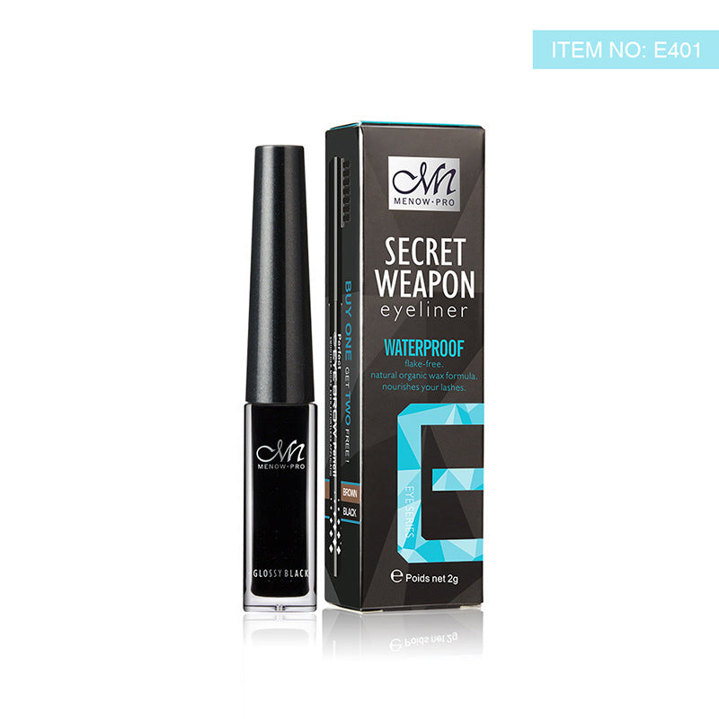 MENOW E401 Waterproof Non-Smudge Eyeliner + Single Eyebrow Pencil Black/Brown Two-Color Set Hypersku