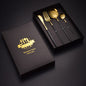 Stainless Steel Dinnerware Set Black Gold Cutlery Spoon Fork Knife Western Cutleri Gift Box Supplies Silverware Tableware Set Larnt