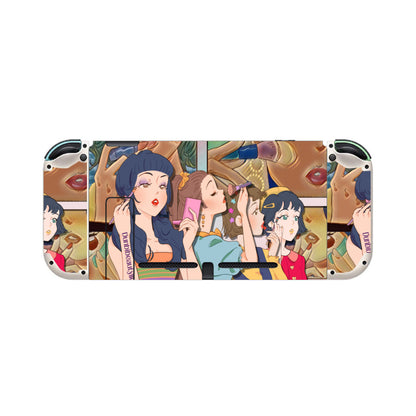 Nintendo Switch Game Console Stickers ｜PVC - Retro, Makeup, Korean Girls, Hair, Fashion, Lipstick, Mascara, Girl Gang (Designed by Dunbi)