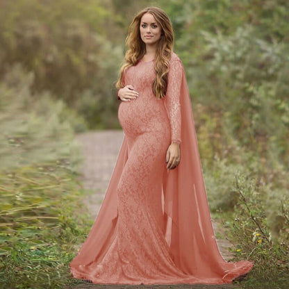 Maternity Shawl Lace Dress Pregnant Women Clothes Photography Pregnancy New Long Sleeve Gown Maxi Rompers Photo Shoot Clothing Larnt