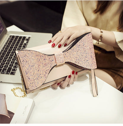 Women's Giant Glitter Bow Clutch Bag nihaodropshipping