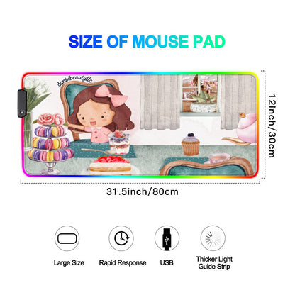 Multi-Interface Lighted Mouse Pad｜Rubber -Tea Party, Happy, Cute, Cake, Macarons, Cupcake, Tea, Snacks, Party, Bow, Parfait, Dessert (Designed by Dunbi)