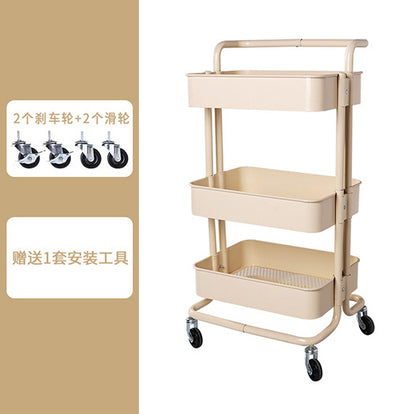 Movable wheeled kitchen storage rack trolley living room storage floor-to-floor beauty salon trolley supplies storage rack Larnt