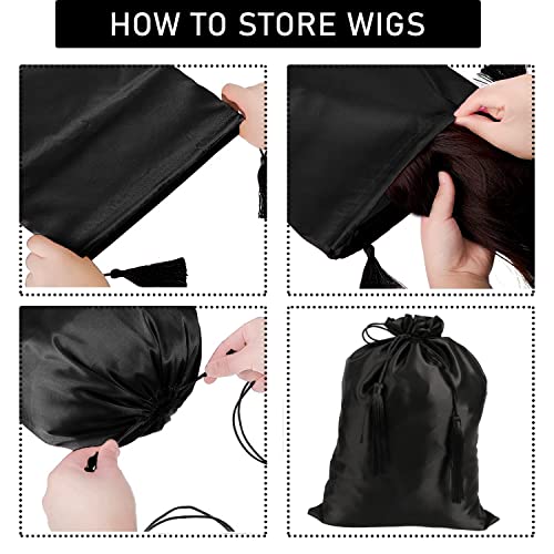 12 Pcs Silk Satin Bags Hair Storage Bag With Drawstring Tassel for Packaging Wigs-Bundles-Hair Extensions and Hair Tools Pouches Gift Bags Multipurpose Large Bags - DunbiBeauty, LLC