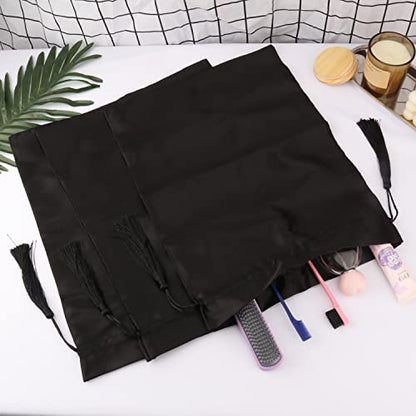 12 Pcs Silk Satin Bags Hair Storage Bag With Drawstring Tassel for Packaging Wigs-Bundles-Hair Extensions and Hair Tools Pouches Gift Bags Multipurpose Large Bags - DunbiBeauty, LLC