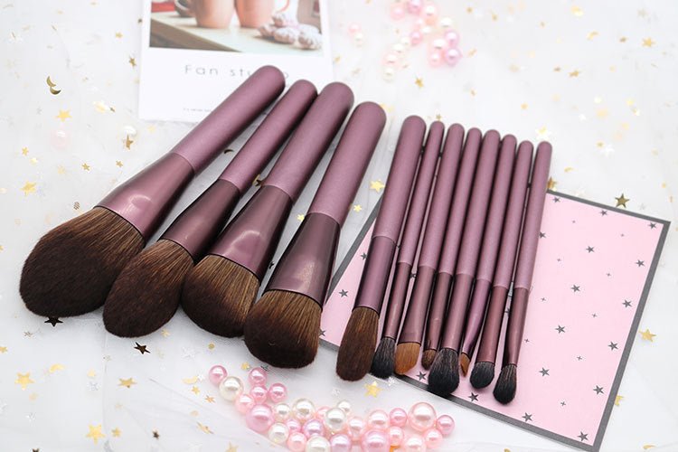 12 Piece Small Makeup Brush in Purple - DunbiBeauty, LLC