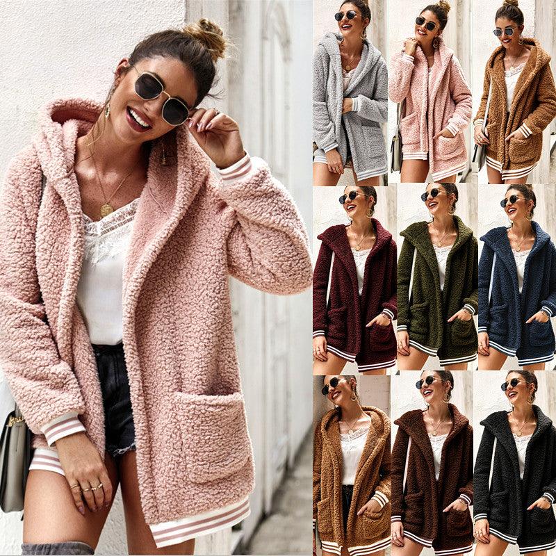 Original design cross-border women's hooded fur coat long top DropShipMan