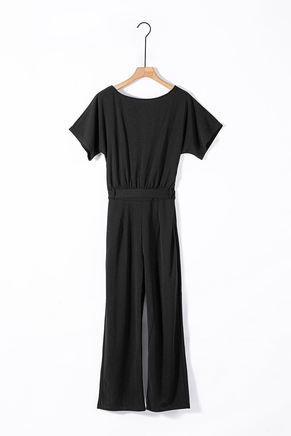 Oh So Glam Belted Wide Leg Jumpsuit Kiwidrop