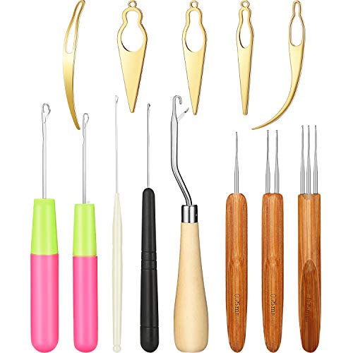 13 Pieces Dreadlocks Tool Set Includes 5 Pieces Latch Hook Crochet Needles, 3 Pieces Dreadlocks Crochet Hook and 5 Pieces Locking Hair Extensions Tool for Locs, Sisterlocks, Easyloc Hair - DunbiBeauty, LLC