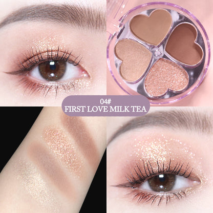 Portable Pearlescent Waterproof Daily Earth Color Lucky Four-leaf Clover Eyeshadow