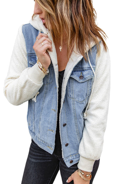 Sherpa Denim Splicing Buttoned Jacket Kiwidrop