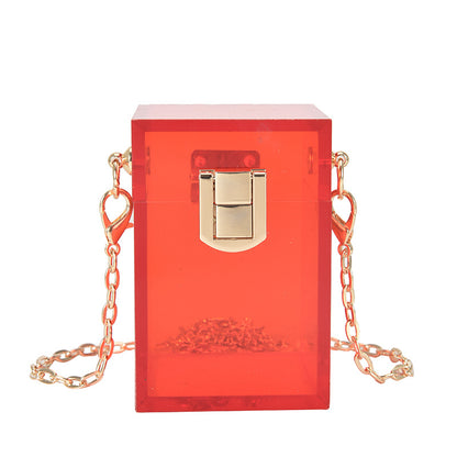 Transparent Box Shaped Acrylic Chain Shoulder Bag nihaodropshipping