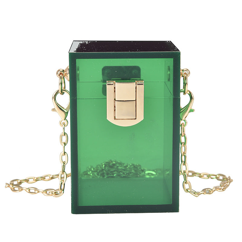 Transparent Box Shaped Acrylic Chain Shoulder Bag nihaodropshipping