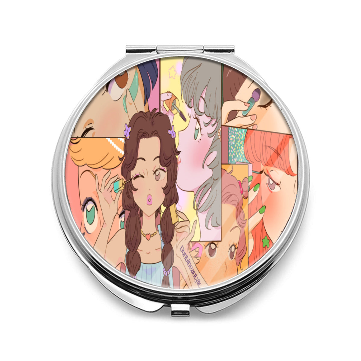 Portable Cosmetic Mirror｜Stainless Steel  Kawaii, Anime, Japanese, Girl, Makeup, Beauty, Fun, Sleepover, Feminine, Fun, Cute (Designed by Dunbi)