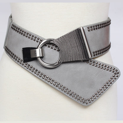 Punk Style Elastic Wide Waist Belt with Rivets nihaodropshipping