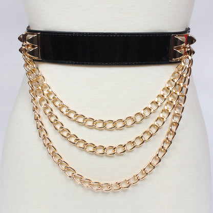 Punk Rivet Chain Waist Belt nihaodropshipping