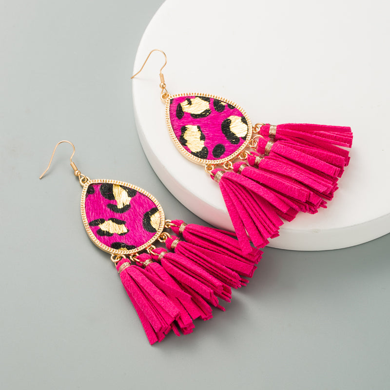 Women's PU Leather Tassel Earrings nihaodropshipping