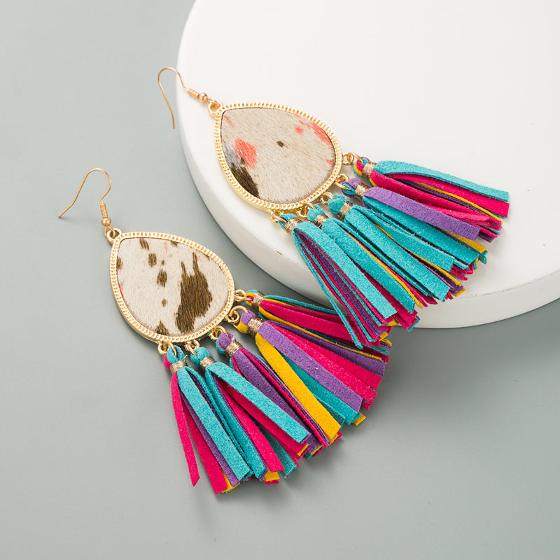 Women's PU Leather Tassel Earrings nihaodropshipping