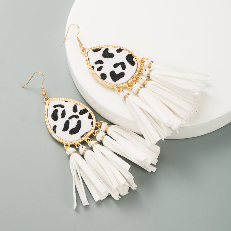 Women's PU Leather Tassel Earrings nihaodropshipping