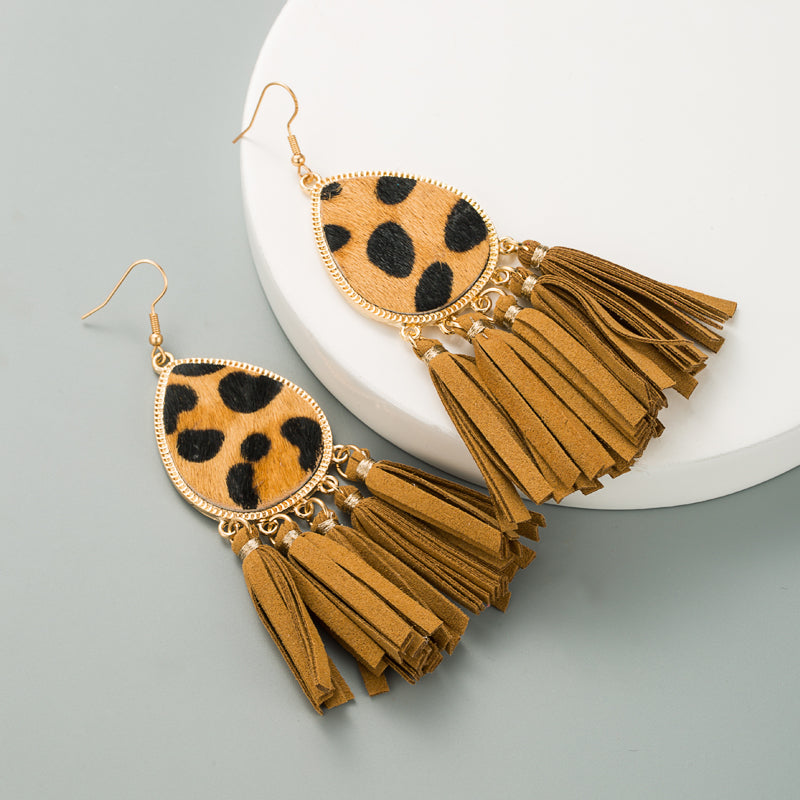 Women's PU Leather Tassel Earrings nihaodropshipping