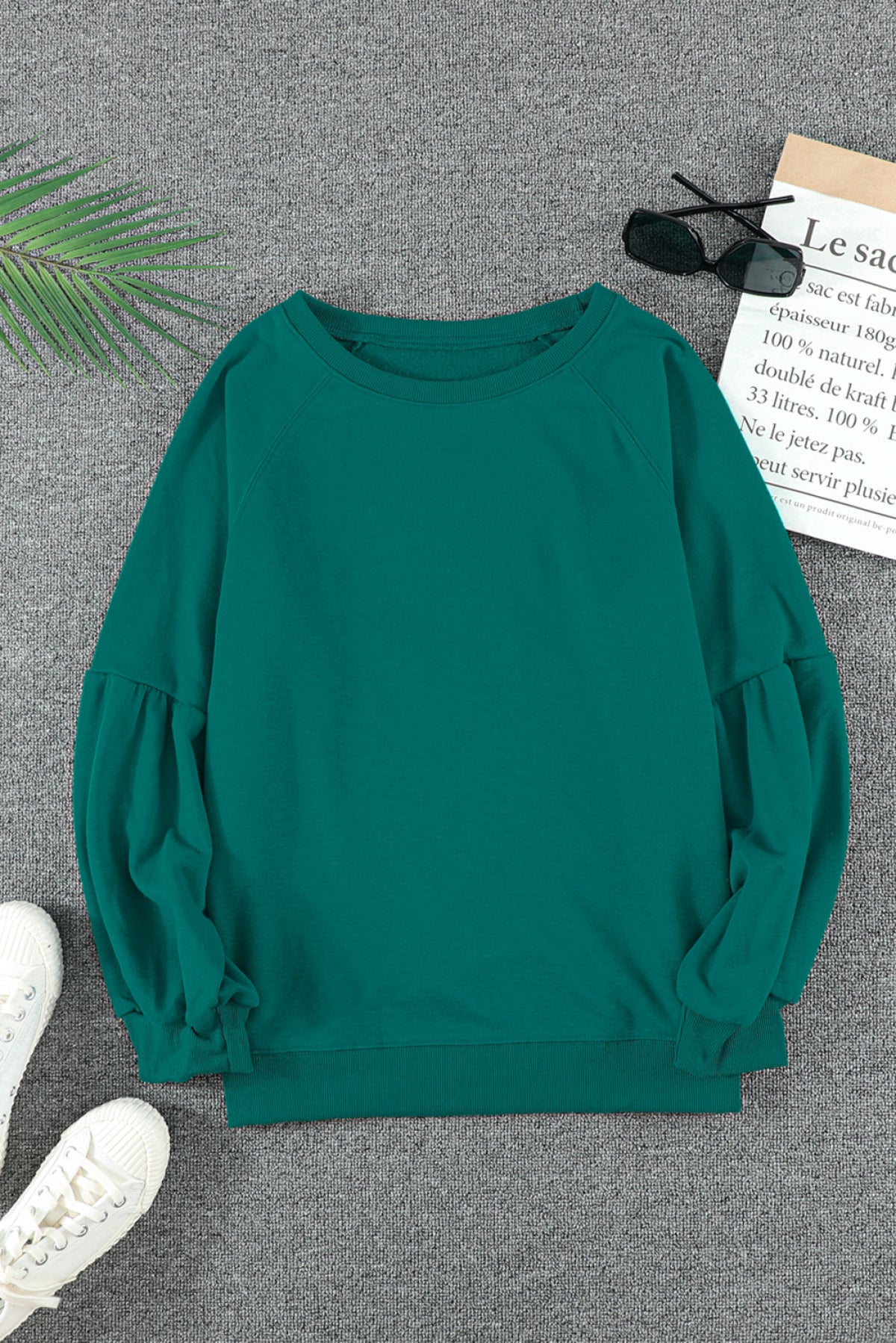 Raglan Patchwork Sleeve Pullover Sweatshirt Kiwidrop