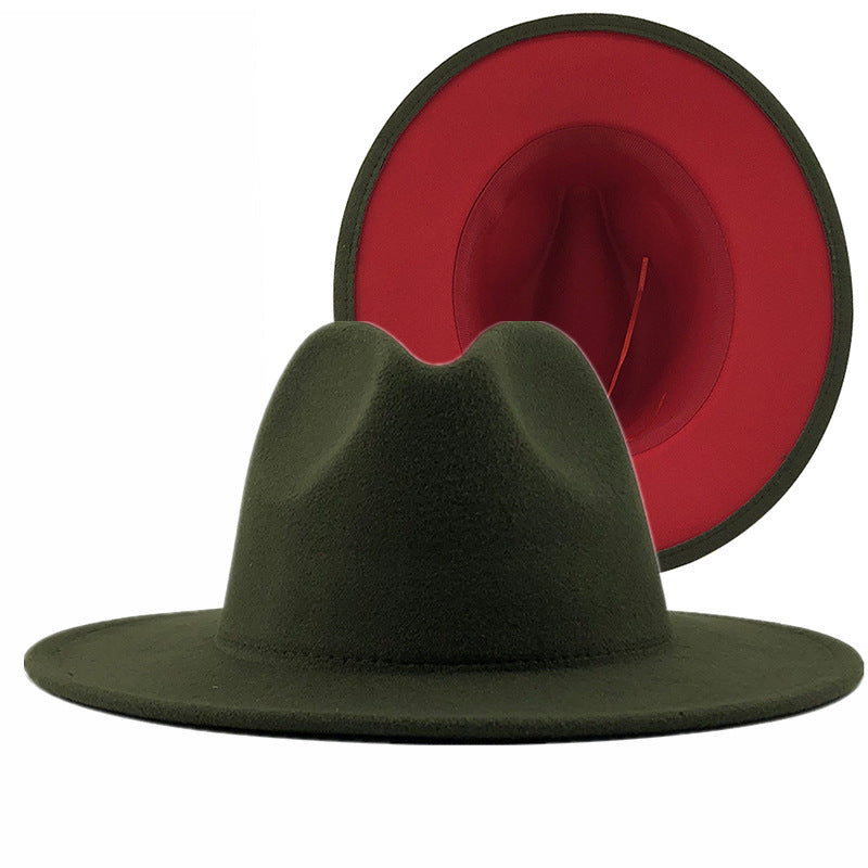 Women's Woolen Fedora Hat with Red Lining nihaodropshipping