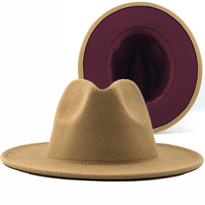 Women's Woolen Fedora Hat with Red Lining nihaodropshipping