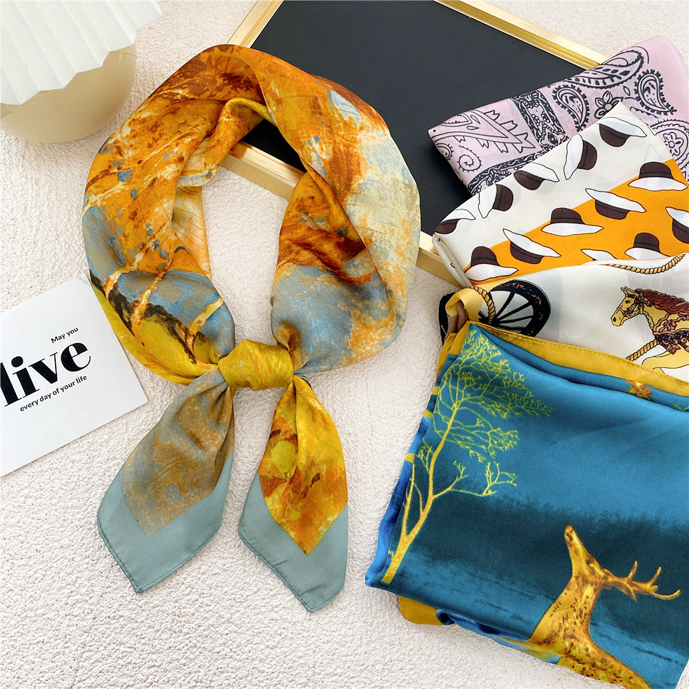 Women's Printed Silk Scarf nihaodropshipping