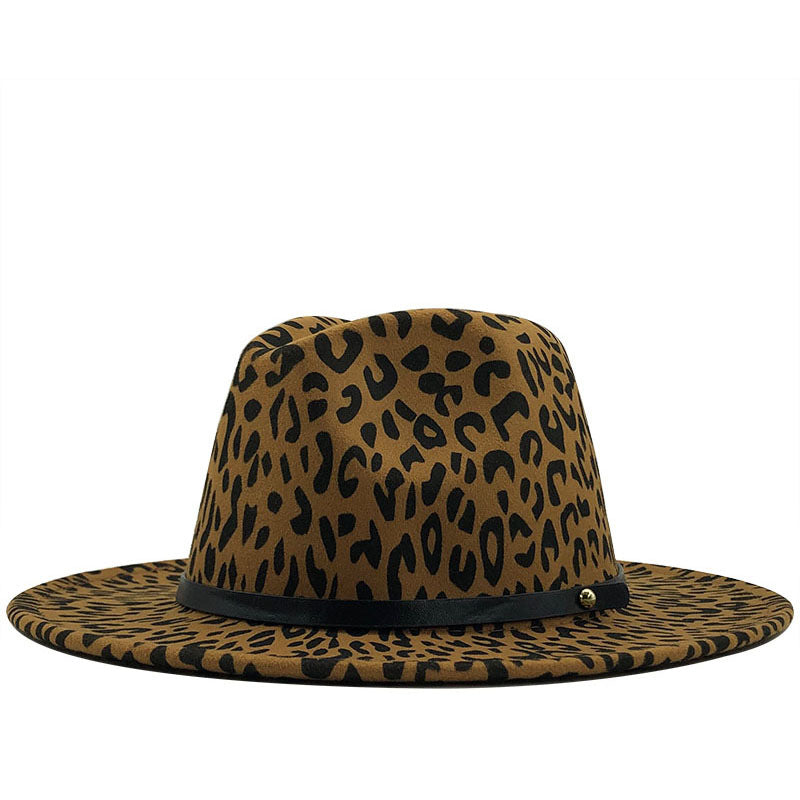 Retro Style Leopard Print Wide Brim Fedora nihaodropshipping